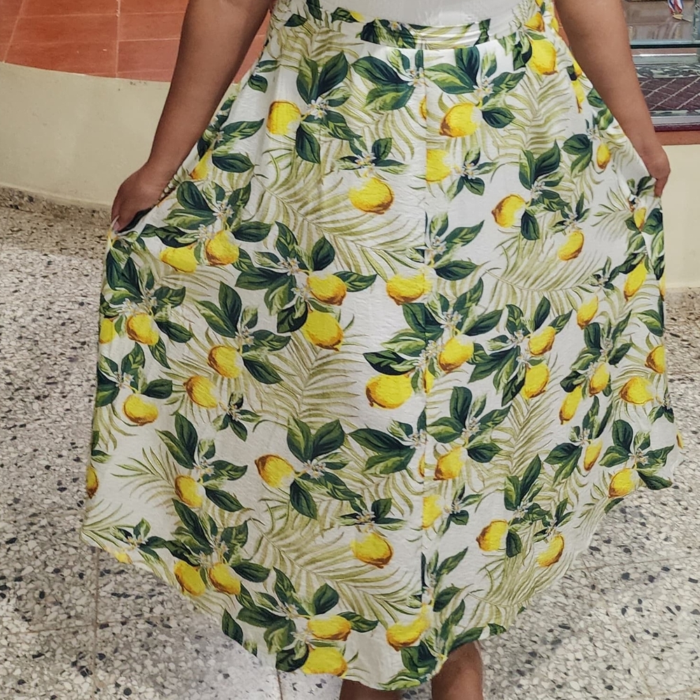 Lemon Print A-Line Spring/Summer Skirt